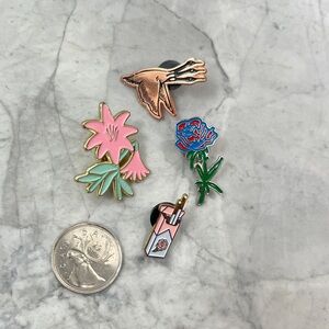 Enamel Pin Collection, Indie Artists, Flowers, Rose, Lapel Pin (set of 4)
